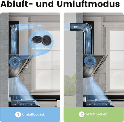 Afzuigkap 60 cm – Wandafzuigkap – Schouwkap – Dampkap – Keukenafzuigkap – Zwart Glas En RVS – 380 m³/u Luchtstroom – A++ BLDC-Motor