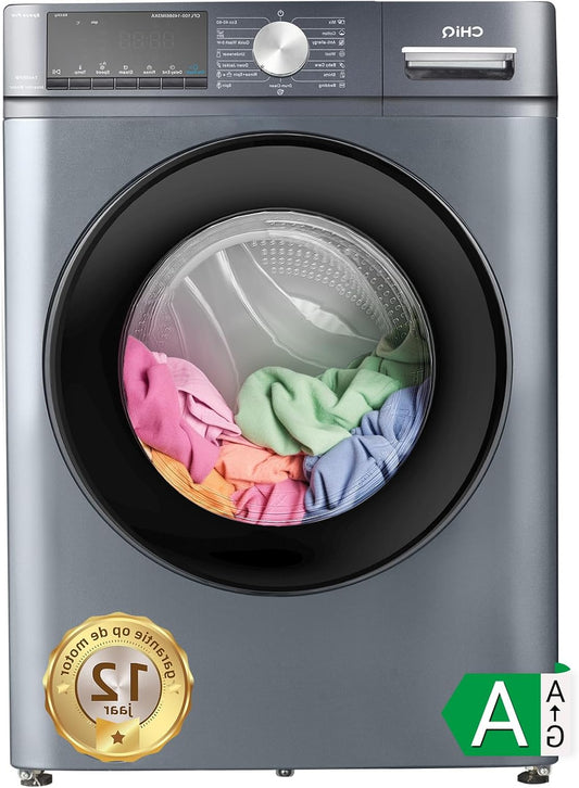 CHiQ CFL100-14586IM3XA,Washing Machine,10kg,Space Pro,16 Programs,1400 tr/min,AI Smart Wash,Steam Wash & Quick Wash,12 Year Warranty on Engine - QUORE