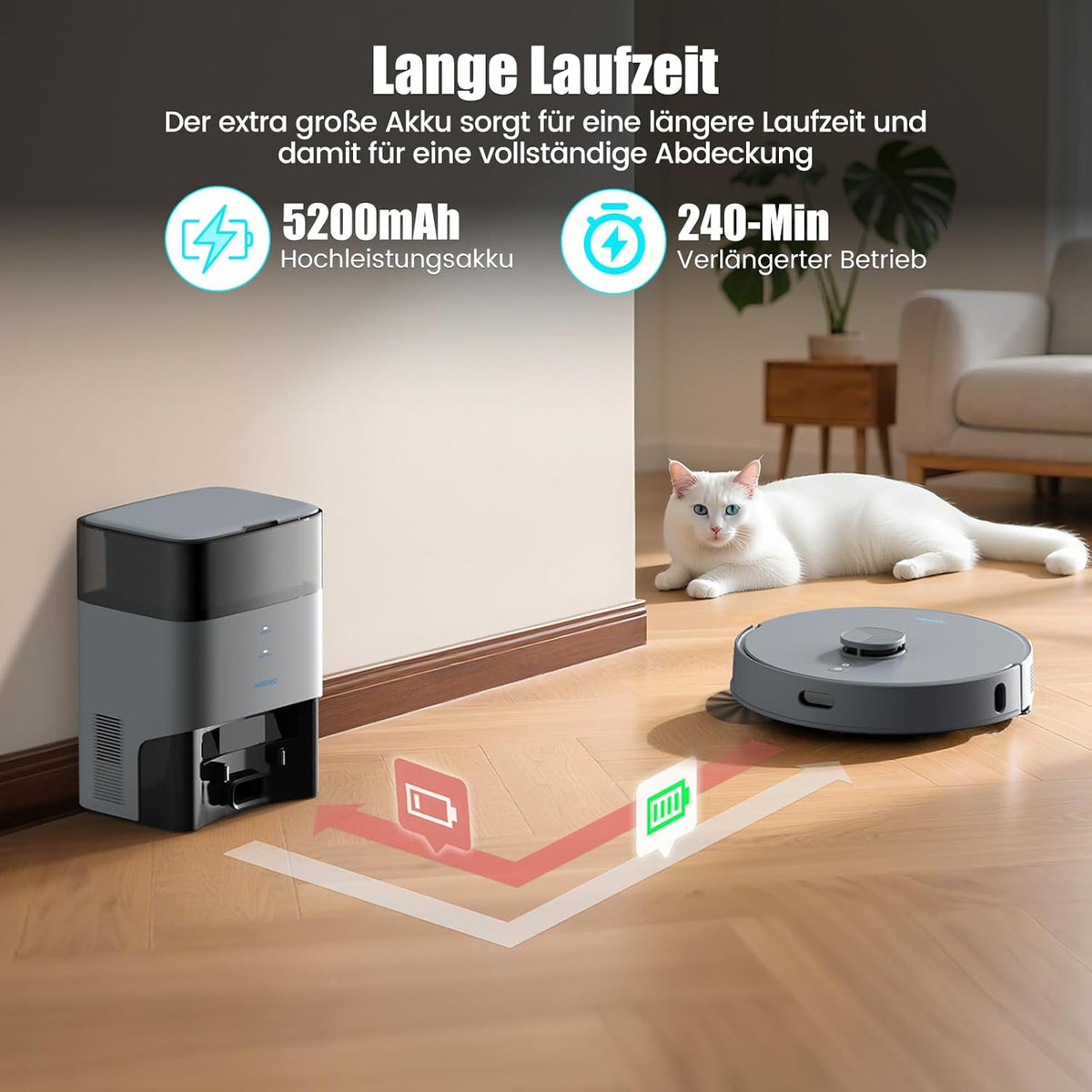 Robotstofzuiger – Robotstofzuiger met Afzuigstation – Automatische Stofzuiger – Dweilrobot – Smart Cleaning Robot – 5500 Pa Zuigkracht – LiDAR Navigatie met 240 Min Looptijd
