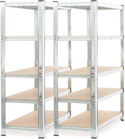 Wiltec 2x magazijnrek verzinkt 180x120x40 cm, totale draaglast 875 kg, stalen stellingkast, 5 planken
