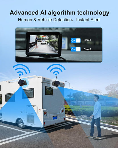 Draadloze Zonne Achteruitrijcamera Add-On, 1080P HD Nachtzicht, AI-Detectie, Magnetische Montage, 2,4 GHz Compatibel (Alleen Camera)