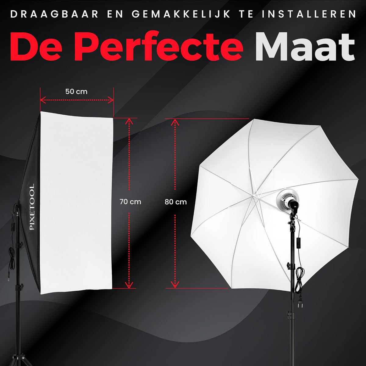 Green screen (3 x 3 m) met Achtergrondsysteem (3 x 2,6 m) - Fotostudio Set - Inc.Wit en Zwart achtergronddoek, Softbox, Paraplu’s, Lamphouders, LED lampen, Reflectiescherm & Draagtas