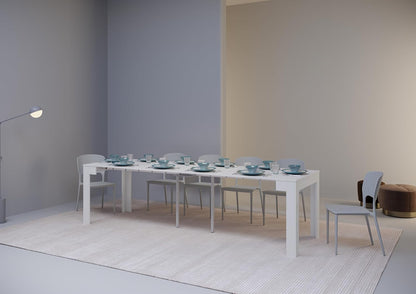 Uittrekbare console Cayman wit essenhout 4 verlengingen 62 cm