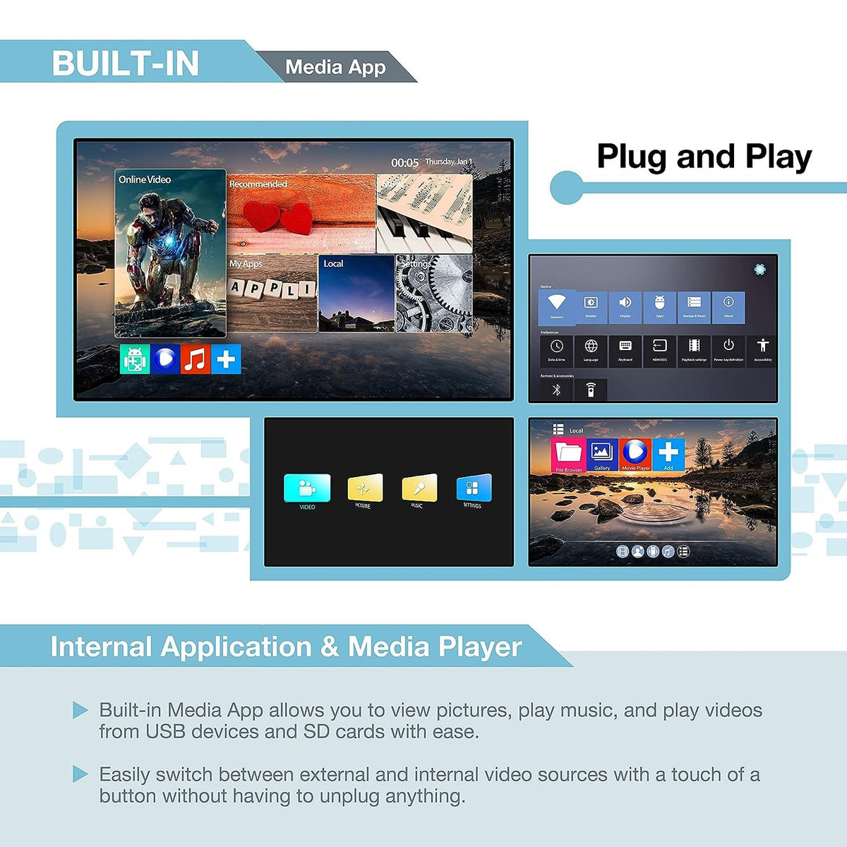 3x3 Videomuurcontroller met Media Player | 1080p, HDMI 1.4, compatibel met HDCP1.4 | 1 HDMI-ingang en 9 uitgangen | 1x2, 1x3, 1x4, 2x1, 2x2, 2x3, 2x4, 3x1, 3x2, 3x3, 4x1, 4x2