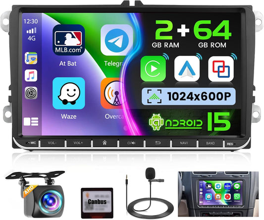 Android Autoradio – Autoplayer – Multimedia Systeem – Auto Stereo – Navigatiesysteem – 9 Inch Touchscreen – Wireless CarPlay & Android Auto – Inclusief Achteruitrijcamera & Microfoon - QUORE