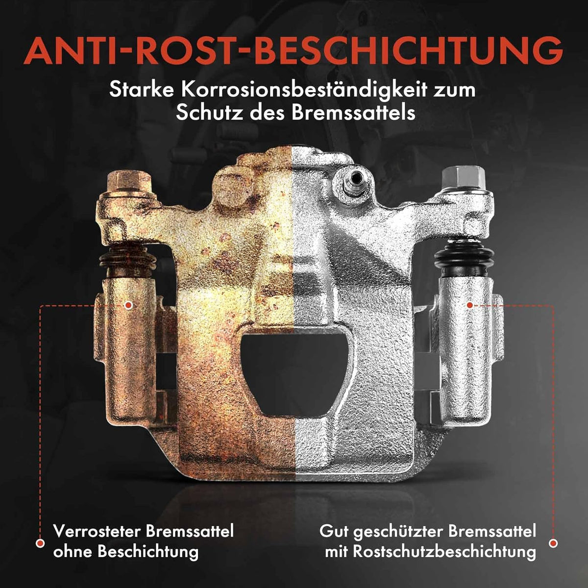 Frankberg Remklauw remklauw compatibel met R.a.n.g.e R.o.v.e.r Evoque Brake Caliper wiht Bracket One Side 1 piston voor links en rechts set van 2 stuks vervanging # 19-B3774A