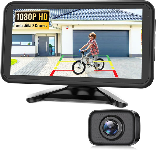 AUTO-VOX W12 draadloze achteruitrijcamera: 5” LCD 1080p draadloze achteruitrijcamera met 2 camera's, stabiel signaal, waterdicht IP69K, nachtzicht voor campers en vrachtwagens