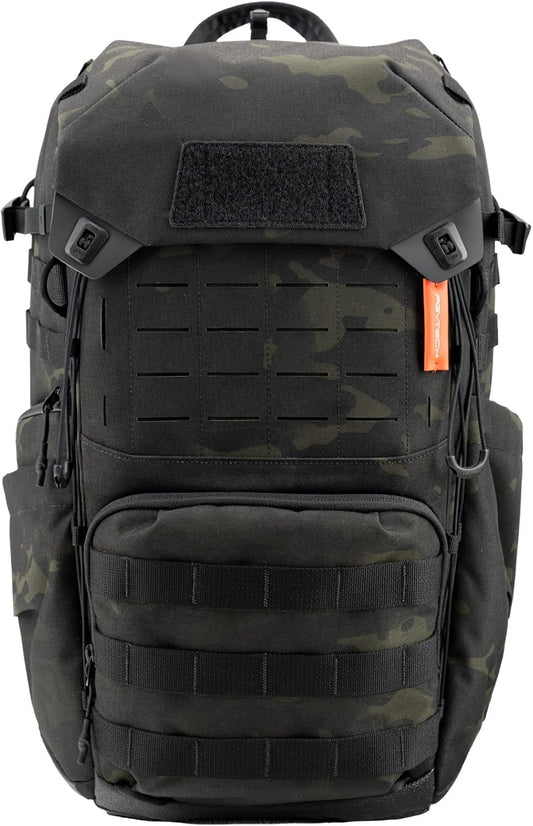 PGYTECH OneMo TAC cameratas, 25 l/35 l, waterdichte tactische cameratas, compatibel met DSLR/SLR/spiegelloze camera's, met 15,6 inch laptopvak, regenhoes, statiefhouder, zwart bruin