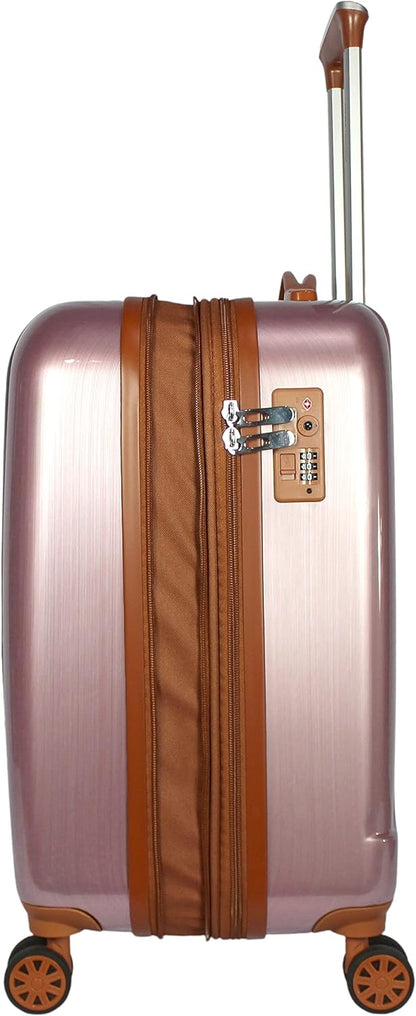 World Traveler Classique 2-Piece Carry-On Lightweight Hardside Polycarbonate Spinner Expandable Luggage Set, Rose Gold, One Size