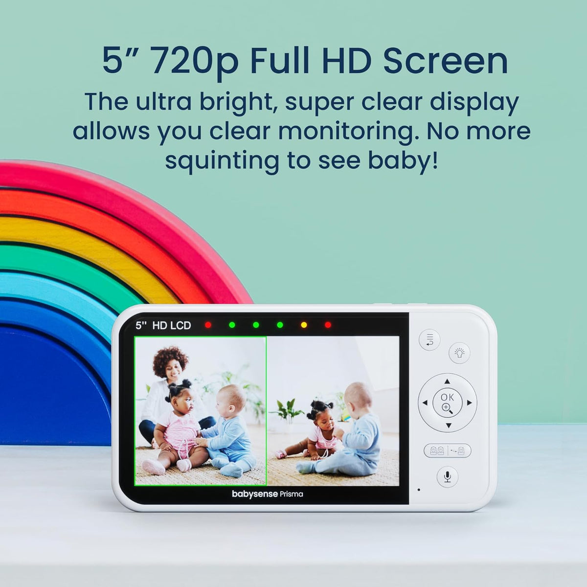 Babyfoon – Beeldbabyfoon – Videobabyfoon – Baby Monitor – Baby Camera – 5 Inch HD Scherm – 2 Camera’s Met Splitscreenfunctie – 6-Kleuren Nachtlampje
