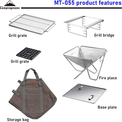 Campingmoon BBQ Grill Vuurkorf Opvouwbaar RVS - Extra Large MT-055