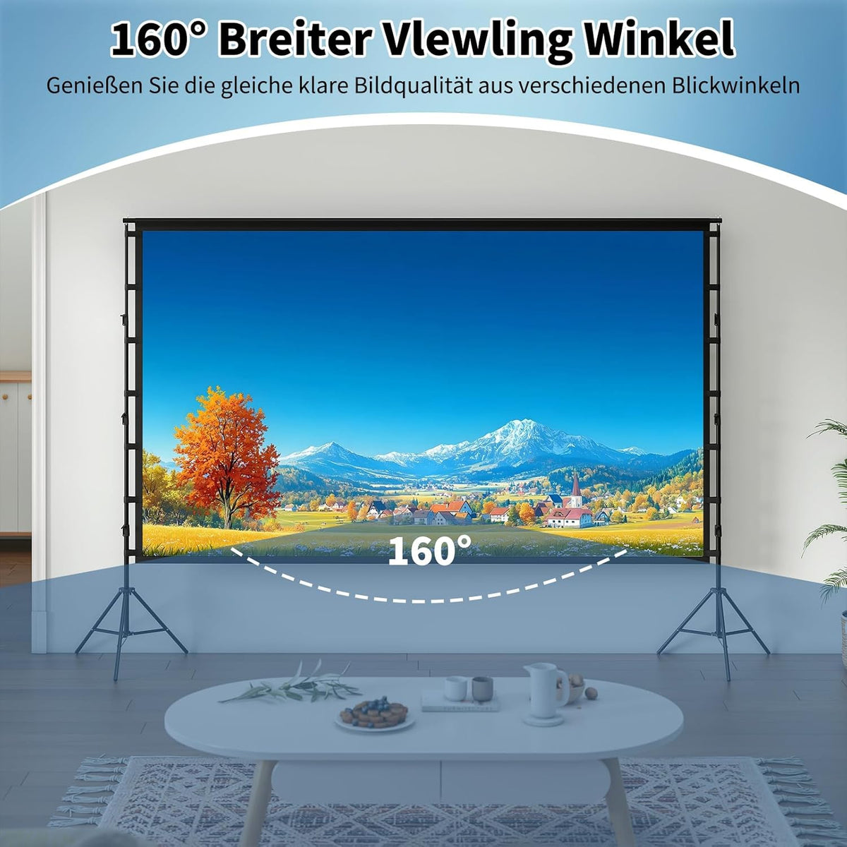 Beamerscherm met standaard, 150 inch draagbaar, voor binnen en buiten