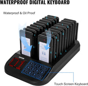 Vevor - Restaurant Pager System - Walkie Talkie - Two-way Radio - Wireless Call System - Touchscreen - 500M - Hospitality Call System - Restaurant Buzzer - 16 Pagers - Black