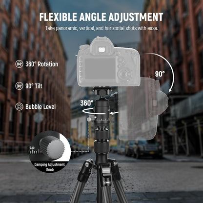 Koolstofvezel Camera Statief Monopod – Reisstatief – Camerastatief – Fotostatief – Videostatief – 360° Kogelkop – Ingeklapt 36,5 Cm, Draagvermogen 6 Kg