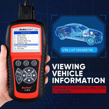OBD2 Scanner – Auto Diagnose Tool – Foutcode Uitlezer – Motorstoringslamp Uitschakelaar – ABS SRS Diagnose – ABS En Airbag Waarschuwingen Uitlezen – Foutcodes Wissen – Geschikt Voor Bijna Alle Voertuigen Na 1996