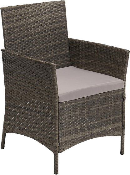SVITA Brooklyn Garden Furniture Poly Rattan Dining Set Lounge Set Grey - QUORE
