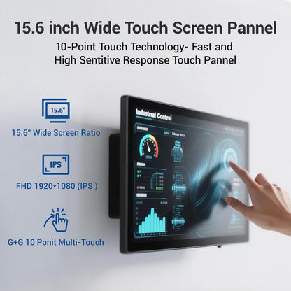 Panel PC Tablet All in One-HEIGAOLAPC Panel Tablet PC Win11 Pro, 15.6 Inch Industriële Touchscreen Monitor Computer, Celeron N5095, 8GB Ram 128GB Rom, 1920*1080 IPS, USB3.0* 4, RS232, LAN, HDMI