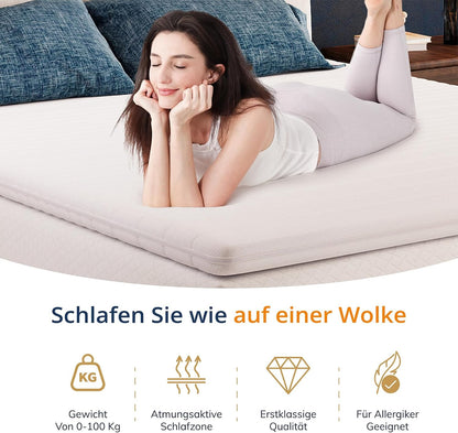Matrastopper – Topdekmatras – Bedtopper – Matraskussen – Memory Foam Topper – 90 x 200 cm – 8 cm Dikte – Afneembare Wasbare Hoes