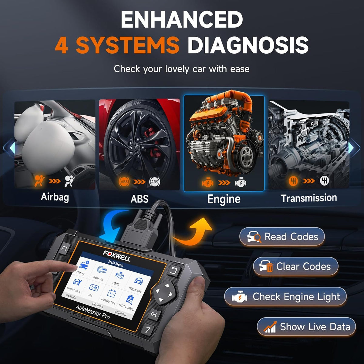 OBD2 Scanner – Code Lezer – Diagnoseapparaat – Auto Scanner – Foutcode Lezer – Live Data Weergave – EPB en Olielamp Reset