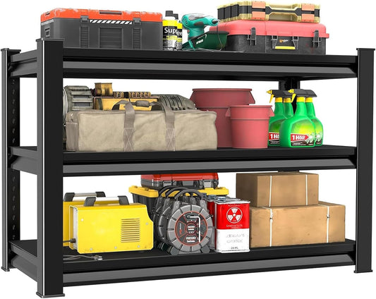 Opbergrek – Stellingkast – Kelderrek – Steekrek – Werkplaatsrek – Zwart – 120 x 45 x 99 cm – 750 kg Draagvermogen – 3 Verstelbare Planken
