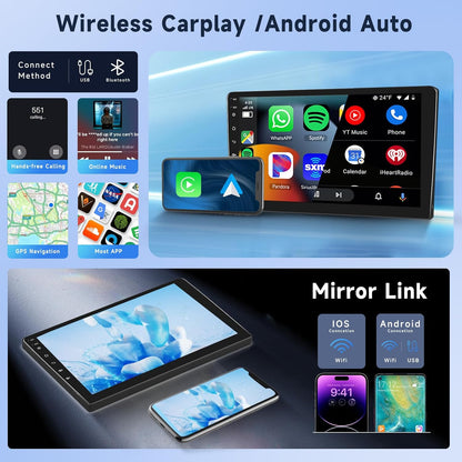 2+64G 10" Wireless Carplay Android Auto Android autoradio voor Toyota Aygo/Peugeot 107/Citroen C1 2004-2014 met touchscreen met Bluetooth HiFi/RDS/FM-radio + Navi/AHD achteruitrijcamera/CANBUS