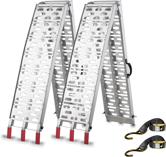 Opvouwbare laadbrug, gardhom 228x30.5cm ATV motorfietsen laadbrug met 680KG/paar laadcapaciteit, draagbare aluminium laadbruggen met rubber getipte vingers voor ATV UTV Trucks