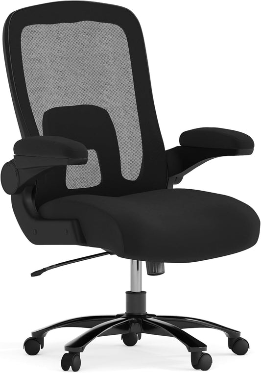 Flash Furniture Grote en hoge bureaustoel | Zwarte Mesh Executive Draaibare Bureaustoel met Lumbale en Rugsteun en Wielen