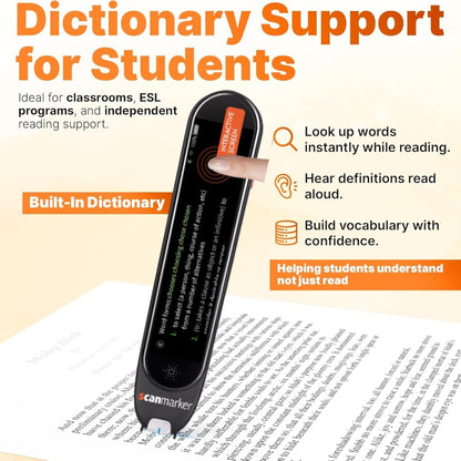 Scanmarker Pro | Vertaler-scanner en tekstlezer | Meertalige taalvertaler voor lezen, talen leren en ondersteuning bij dyslexie