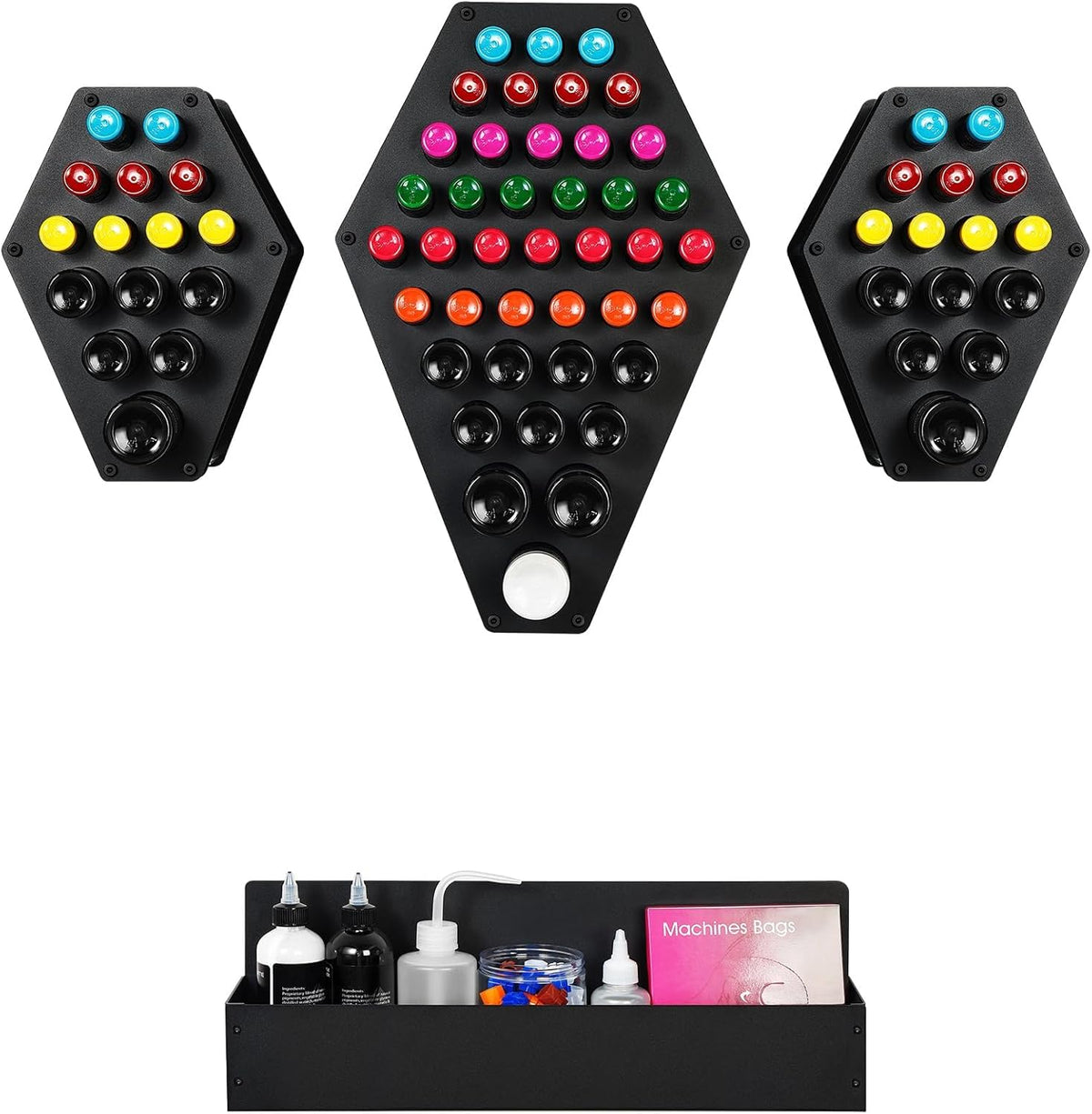 POARMEEY Tattoo Inkt Rack Tattoo Houder, 68 Gaten Tattoo Permanente Make-up Pigment Inkt Flessenhouder Stand Rack Organizer