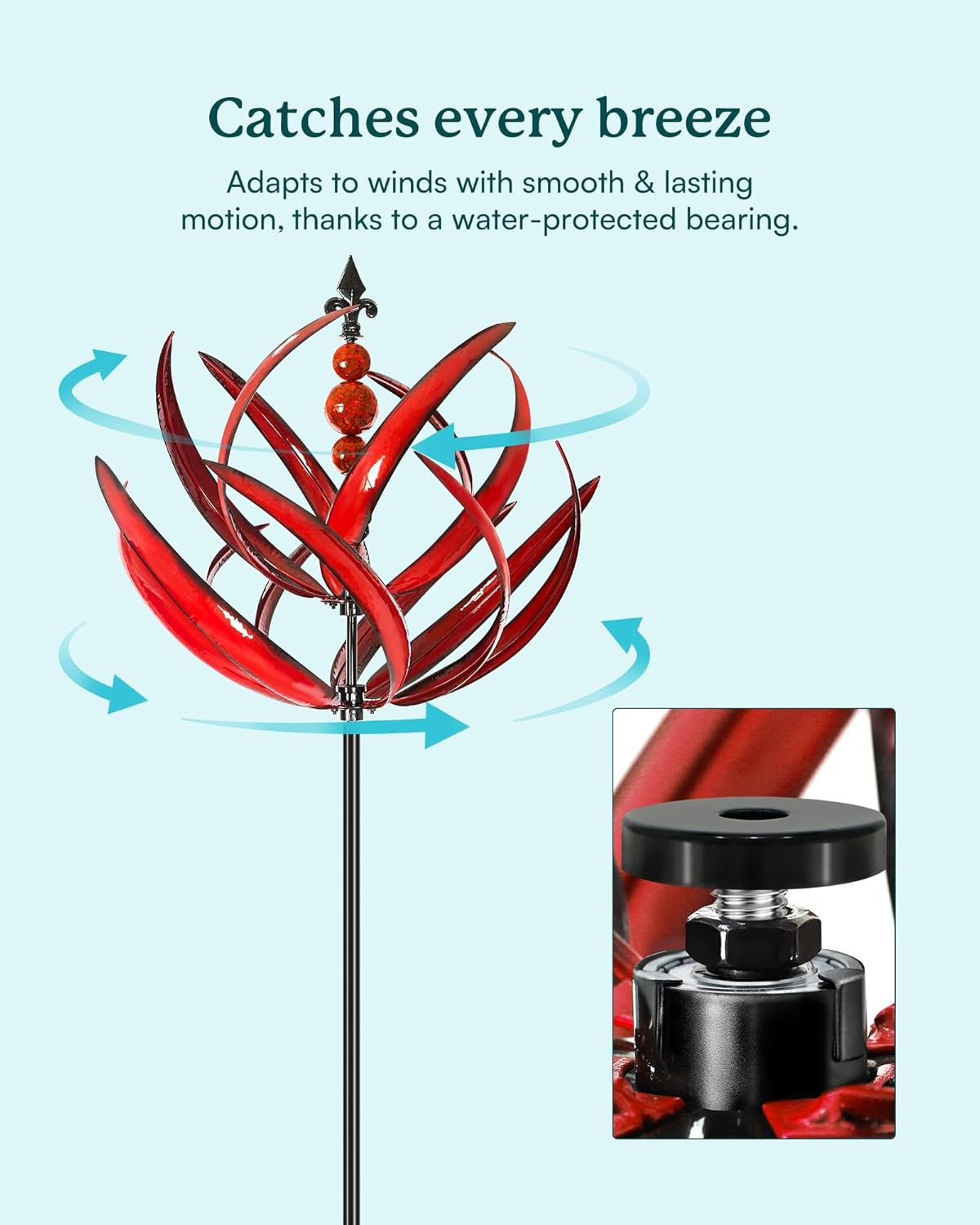 Tuin Wind Spinners - Grote Outdoor Metalen Wind Spinners Sculpturen, Gazon Yard Art Garden Decor (Bourgondische Lotus)