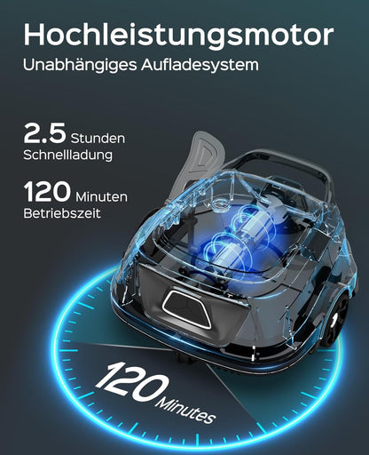 WYBOT A1 Draadloze zwembadrobot met 120 minuten looptijd en dubbel filtersysteem, voor opbouwzwembaden tot 100 m², 2,5 uur snel opladen, vloerreiniger voor zwembaden met efficiënte stofzuigerfunctie