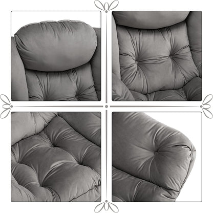 HollyHOME Relax Fauteuil Fluwelen Woonkamer Stoel Slaapkamer Stoel Lounge Stoel met Armleuningen Leesstoel Accentstoel met Stalen Frame, Donkergrijs