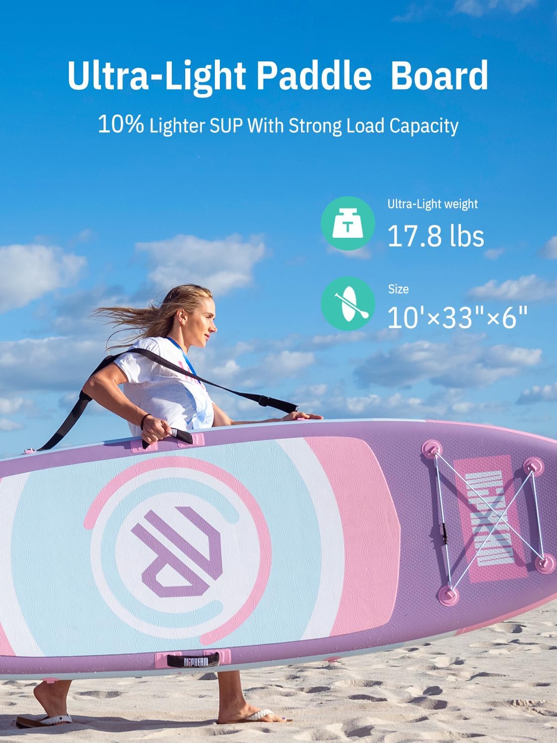 Niphean Opblaasbaar paddleboard met stabiele vleugel en duurzame SUP-accessoires, 10 'stand-up paddleboards voor volwassenen en jongeren, idee voor stand-up paddleboarden beginners, veelzijdig