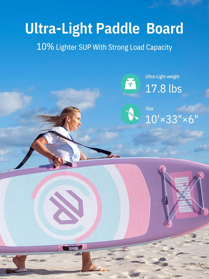 Niphean Opblaasbaar paddleboard met stabiele vleugel en duurzame SUP-accessoires, 10 'stand-up paddleboards voor volwassenen en jongeren, idee voor stand-up paddleboarden beginners, veelzijdig