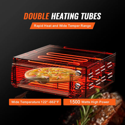 VEVOR Pizzaoven op aanrecht, elektrische oven, 12 inch, 1500 W, met temperatuurregeling en timer van 0-120 minuten, gelijkmatig koken, gemakkelijk te reinigen, commercieel thuis, restaurant