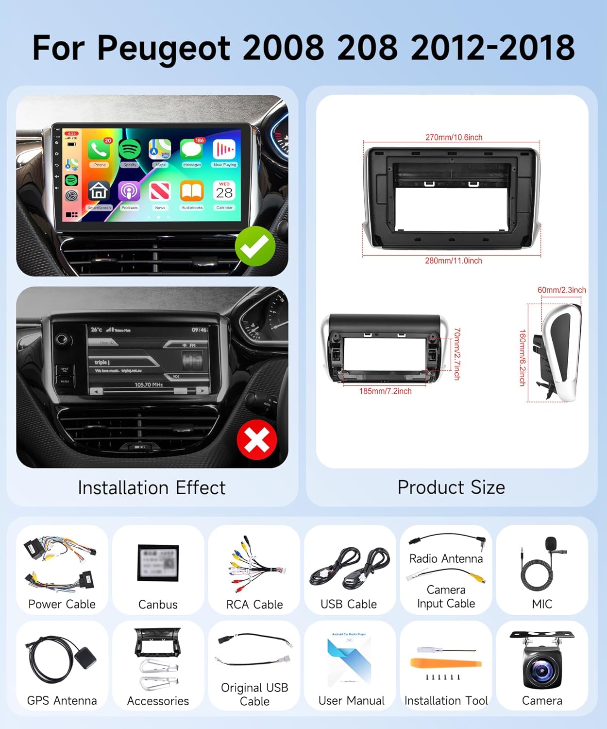 Autoradio – Auto Stereo – Multimedia Speler – Inbouw Radio – 2 Din Headunit – 10,1 Inch Touchscreen – Draadloze CarPlay & Android Auto – 4G + 64GB Opslag