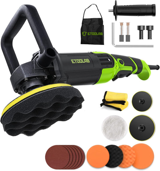 ETOOLAB Upgrade auto polijstmachine, 1300 W, 7 variabele snelheden, 22-delig, set voor auto, boot