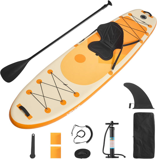 VEVOR Opblaasbaar peddelboard met zitting 304,8 x 83,8 x 15,2 cm ultralicht SUP-paddleboard met accessoires, pomp, peddel, vin, rugzak, enkelriem, voor jongeren en volwassenen