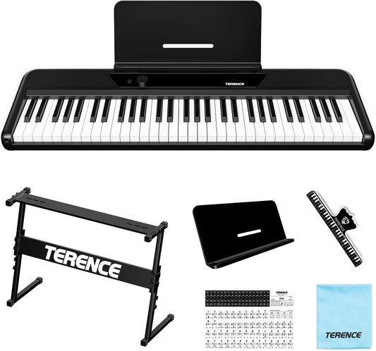 Elektrische Piano 61 Toetsen – Digitale Piano – Keyboard – Pianotoetsenbord – E-Piano – Zwart – Verlichte Toetsen – Bluetooth & Leerfuncties