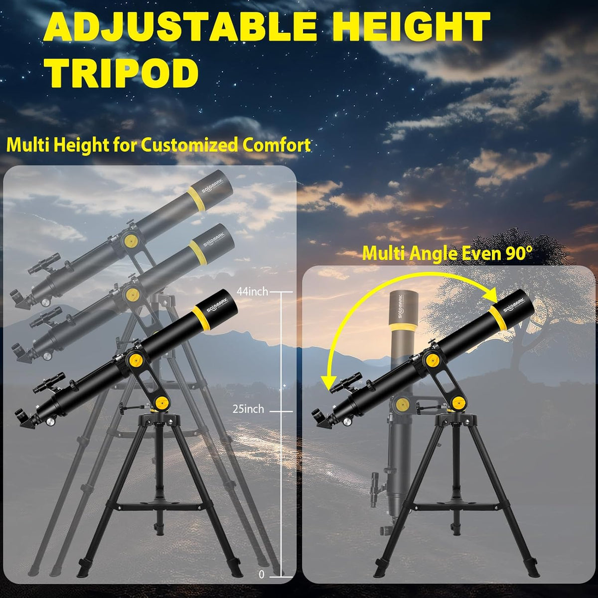 Telescoop, telescopen voor volwassenen, astronomie professioneel, 90 mm diafragma 1000 mm hoog aangedreven telescoop voor beginners en kinderen met precisie-aanpassing Vertisteel AZ Mount statief