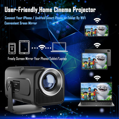 Mini-beamer Auto Keystone – EVISTR Smart, 1080p, draagbaar, thuisbioscoop, wifi, 6 BT 5.0, ondersteuning 180°Flip, 230 ANSI, bluetooth-projector voor telefoon, pc, laptop, PS5, HDMI, USB