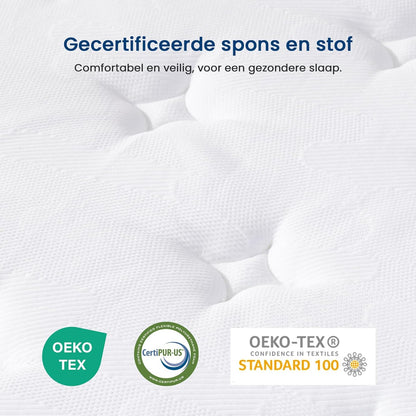 7-Zones Pocketveringmatras – Orthopedisch Matras – Hybride Matras – Comfortmatras – 140x200 cm – Hardheid H3 – Hoogte 25 cm – Oeko-Tex Gecertificeerd