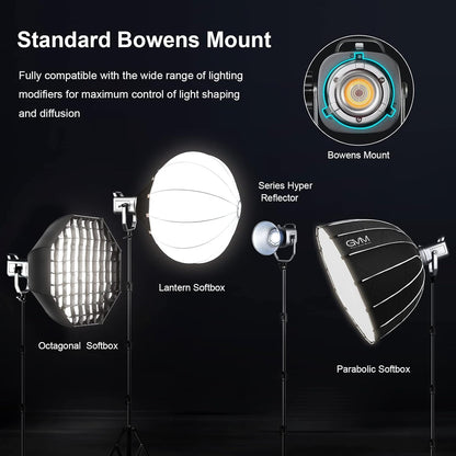 GVM 150W RGB videolamp met softbox, 2700K~7500K fotografie continu licht, LED videoverlichting met 8 lichtscènes, Bowens LED studiolamp voor YouTube streaming, studiofotografieverlichting