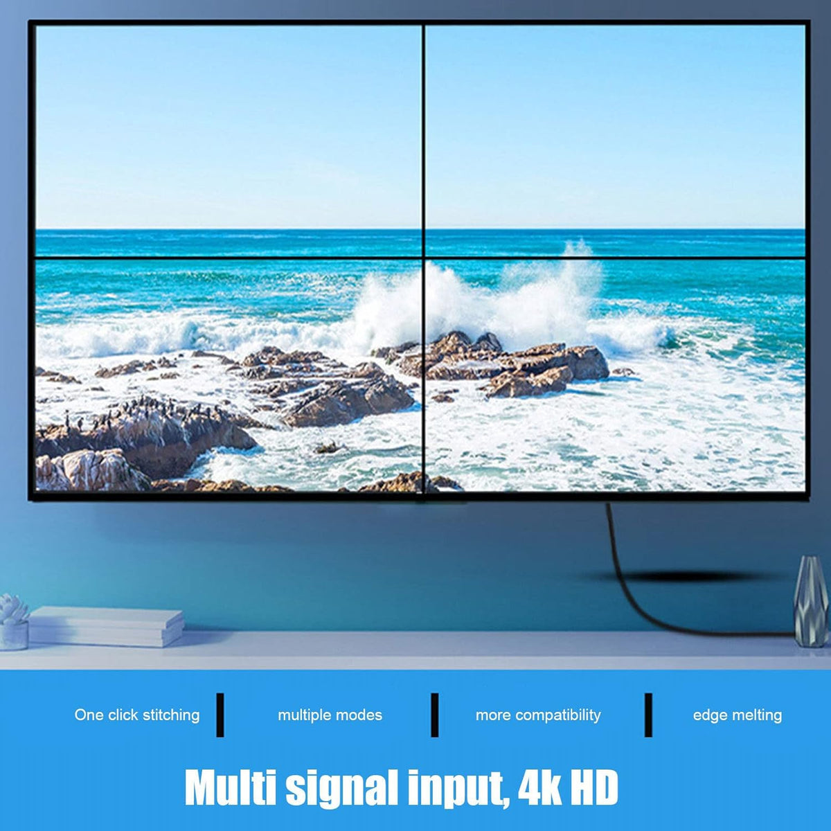 2x2 HDMI Video Wall Controller Video Splicer 4K@30Hz Matrix Video Wall Processor Splitter Display 1x1, 1x2, 1x3, 1x4, 2x1, 3x1, 4x1(#3)