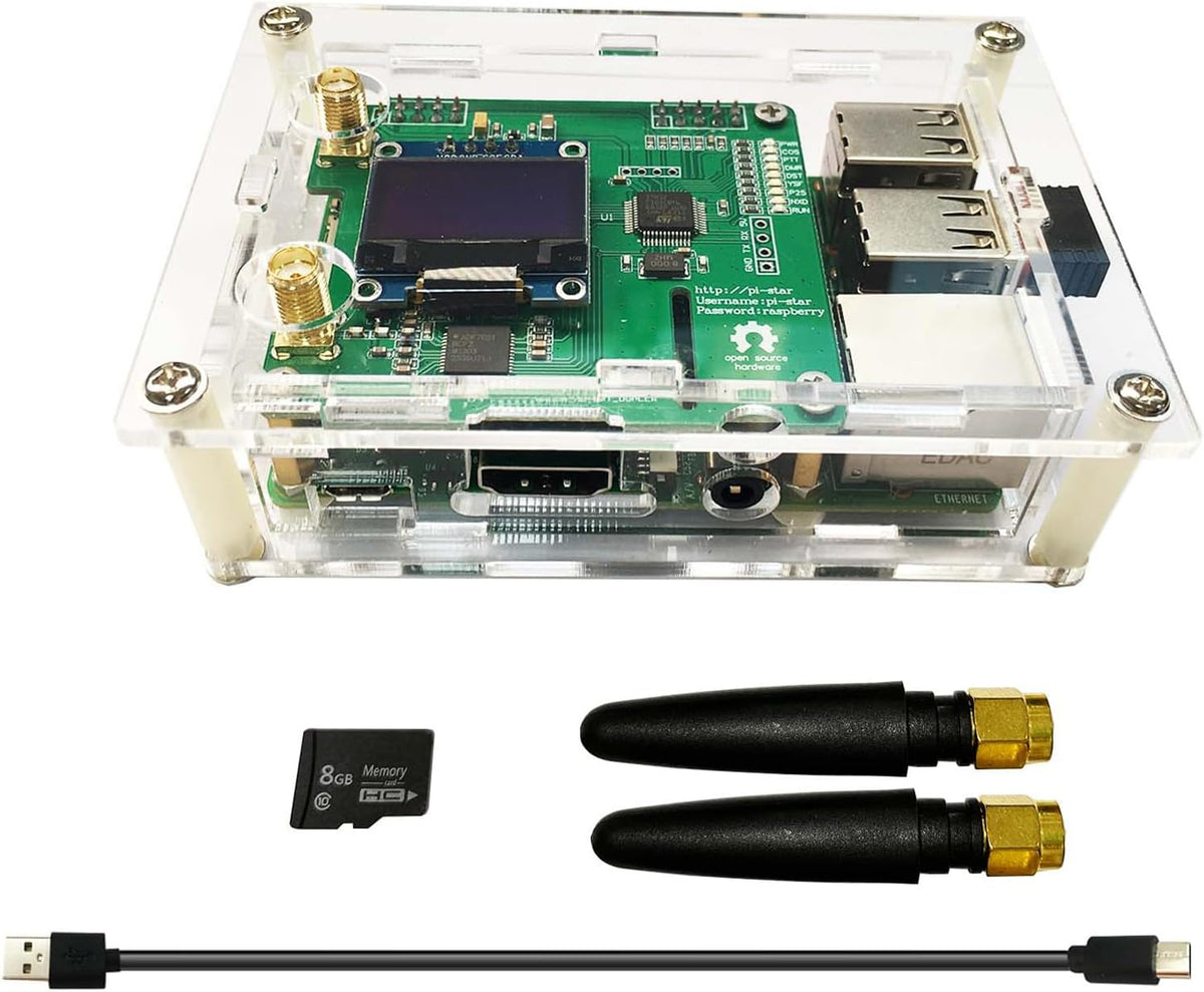 All-New Upgraded Duplex DMR Hotspot WLAN Ehternet Port gemonteerd Radio Station WiFi Digital Voice Modem Support DMR Dstar YSF P25 Fusion Antenna Raspbery P Model 2B Two Colors OLED 2 TimeSlots