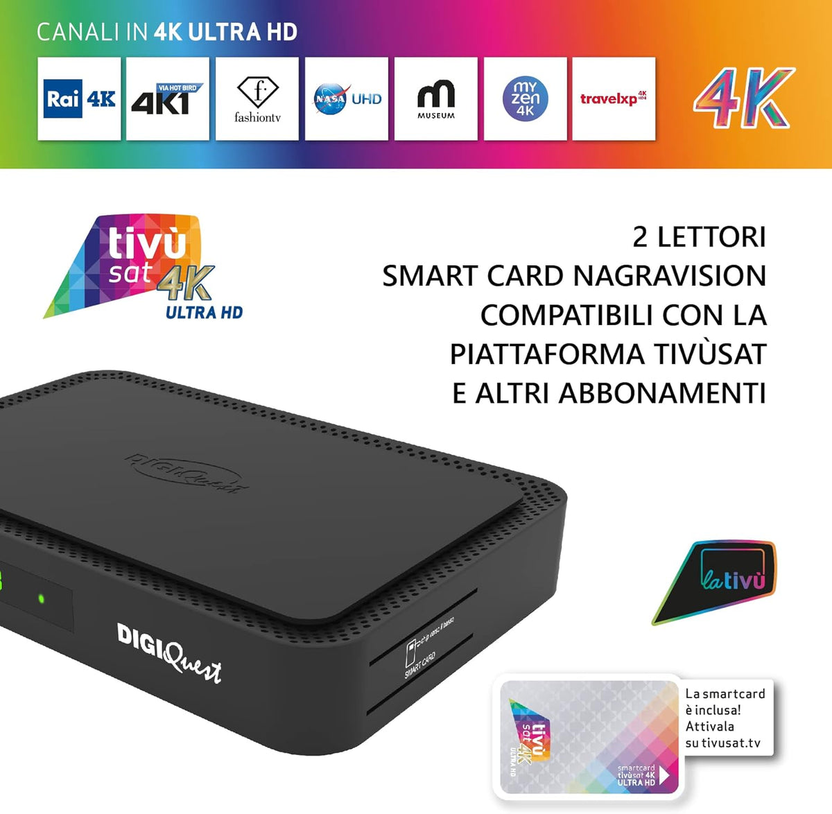 DIGIQUEST Combo 4K Tivâsat, Q90, DVB-T2, DVB-S2 zwart