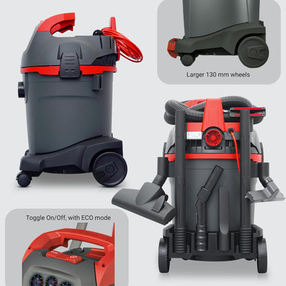 Starmix UClean 1432 HK, universele stofzuiger voor nat en droog zuigen, zeer veelzijdige nat- en droogzuiger voor flexibele toepassingen (1400 W, 32 L)