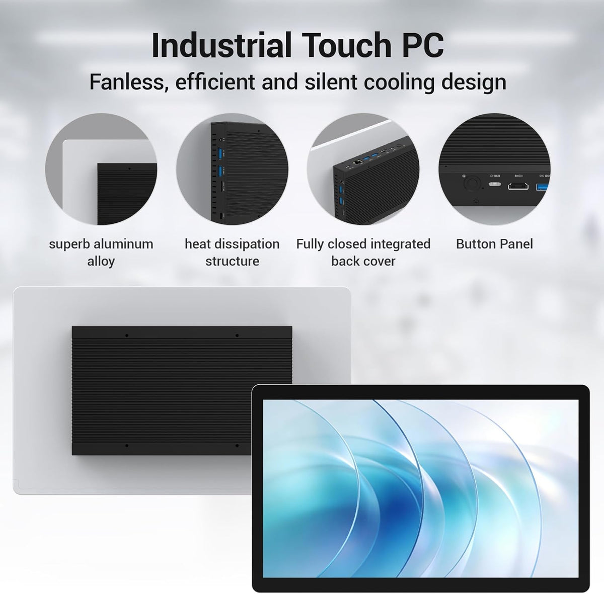 Industriële Touch Panel PC – All-in-One Computer – Mini PC – Panel PC – Tablet PC – 13,3 Inch Full HD Touchscreen – Ventilatorloos Met Intel Celeron N5100 & 8GB RAM