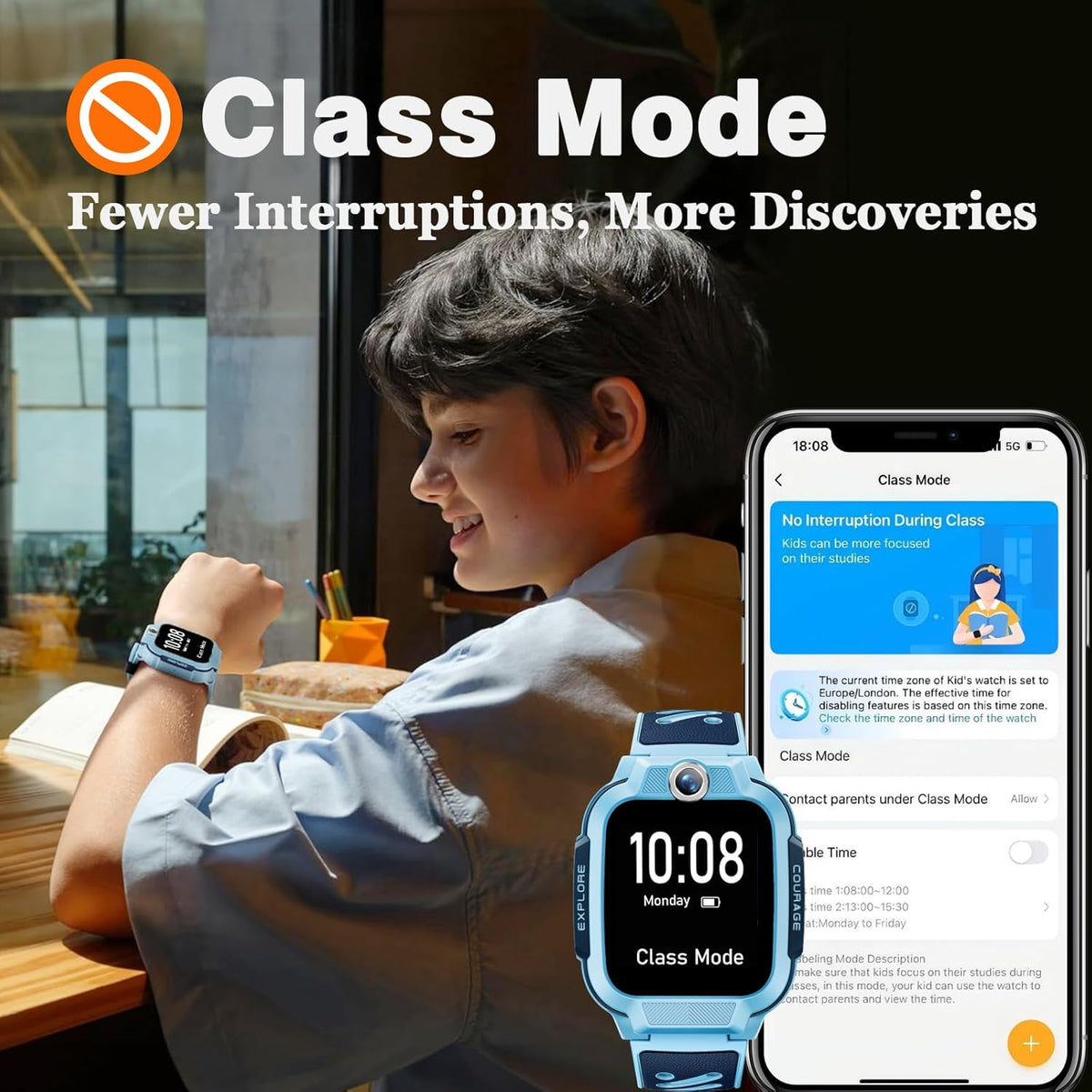 imoo Z3 kinderhorloge met GPS tracker, videobellen, schoolmodus, SOS en IPX8 waterdicht. Inclusief simkaart en WiFi. Perfecte smartwatch voor kinderen. (Roze)