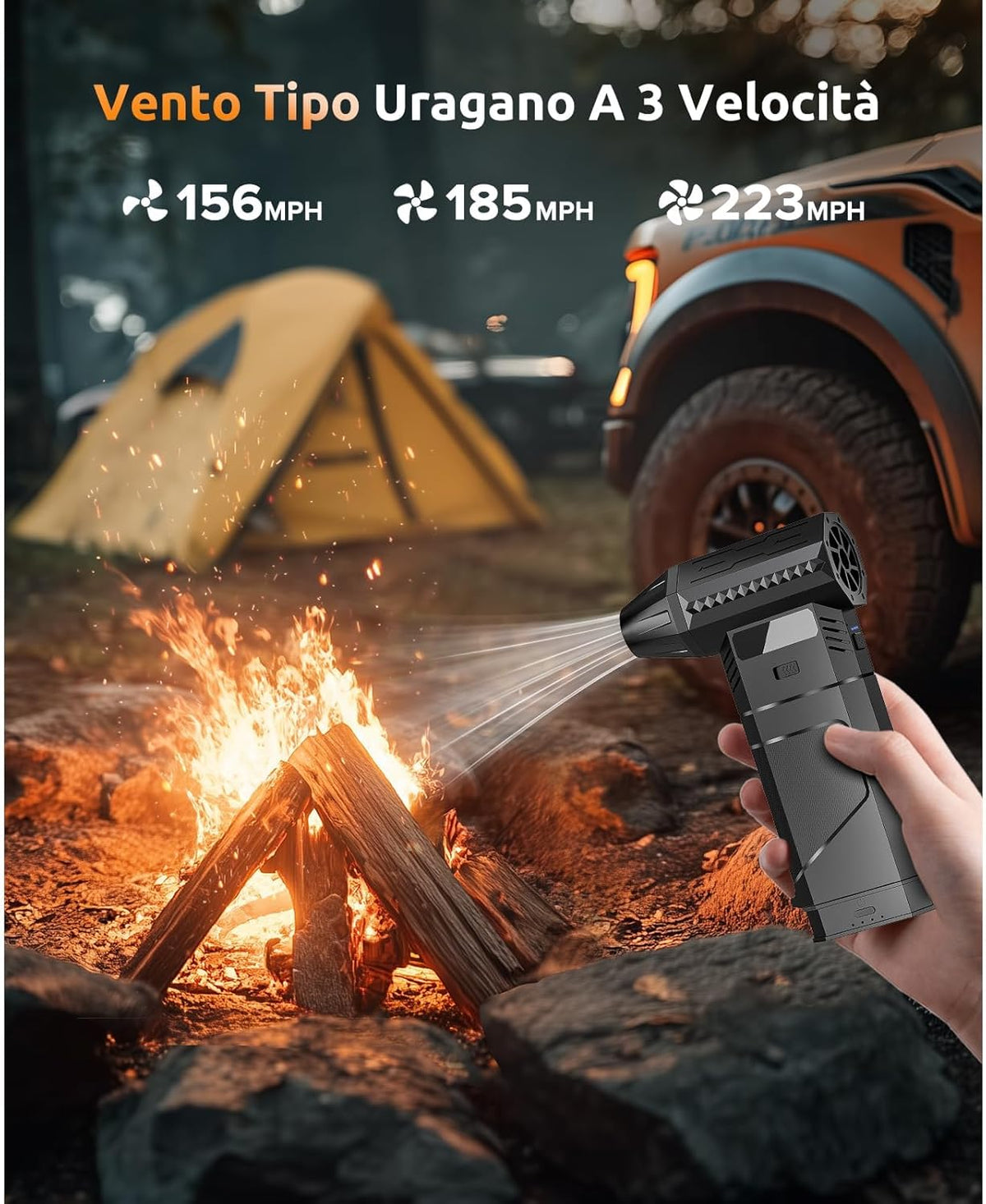 Luftduster Elektrische stofblazer met 2 modulaire wisselaccu's, 220 g + luchtstroom, persluchtspray met 2 magnetische sproeiers, 8000 mAh accu, 3 snelheden, led-mini-ventilator voor pc, toetsenbord